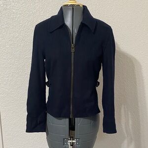 Banana Republic Navy Zip-Up Blazer